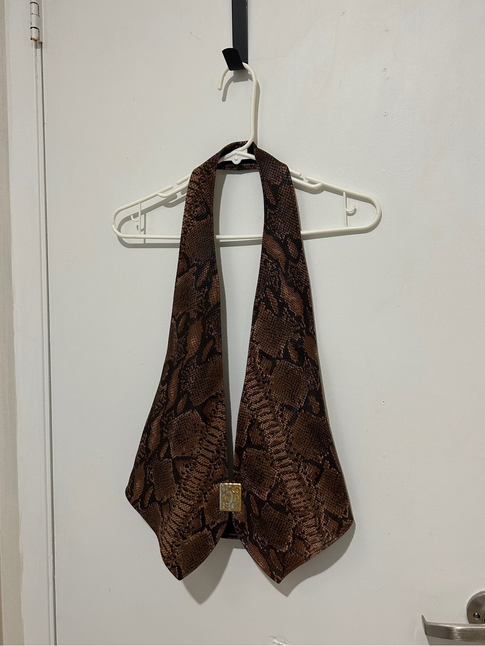 Y2K Brown snakeskin patterned vest